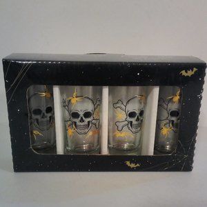 CANDY SKULL TALL SHOOTERS SHOT GLASSES Set of 4 NEW
